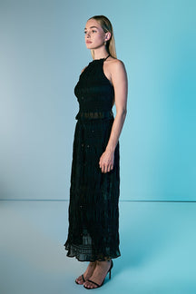 ENDLESS ROSE - Gathered Chiffon Sequined Maxi Skirt - SKIRTS available at Objectrare