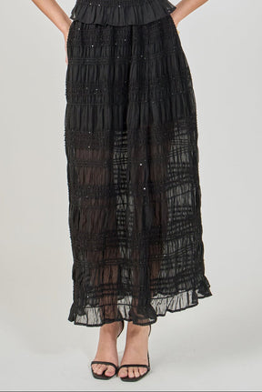 ENDLESS ROSE - Gathered Chiffon Sequined Maxi Skirt - SKIRTS available at Objectrare