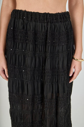 ENDLESS ROSE - Gathered Chiffon Sequined Maxi Skirt - SKIRTS available at Objectrare