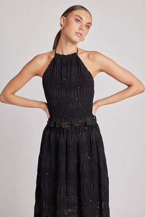 ENDLESS ROSE - Gathered Chiffon Sequined Maxi Skirt - SKIRTS available at Objectrare