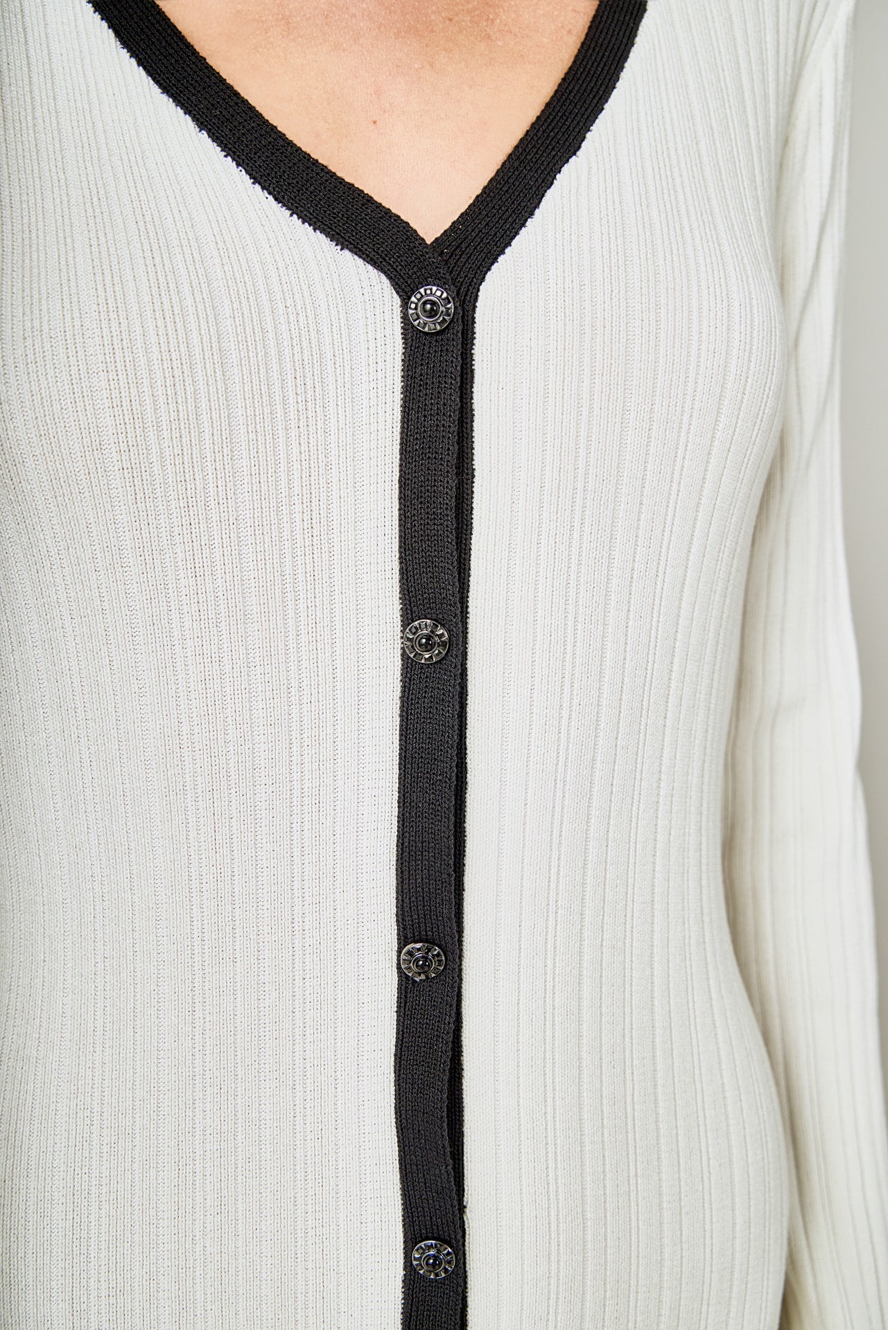 ENDLESS ROSE - Valerie Contrast Buttoned Sweater Knit Midi Dress - DRESSES available at Objectrare