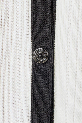 ENDLESS ROSE - Valerie Contrast Buttoned Sweater Knit Midi Dress - DRESSES available at Objectrare