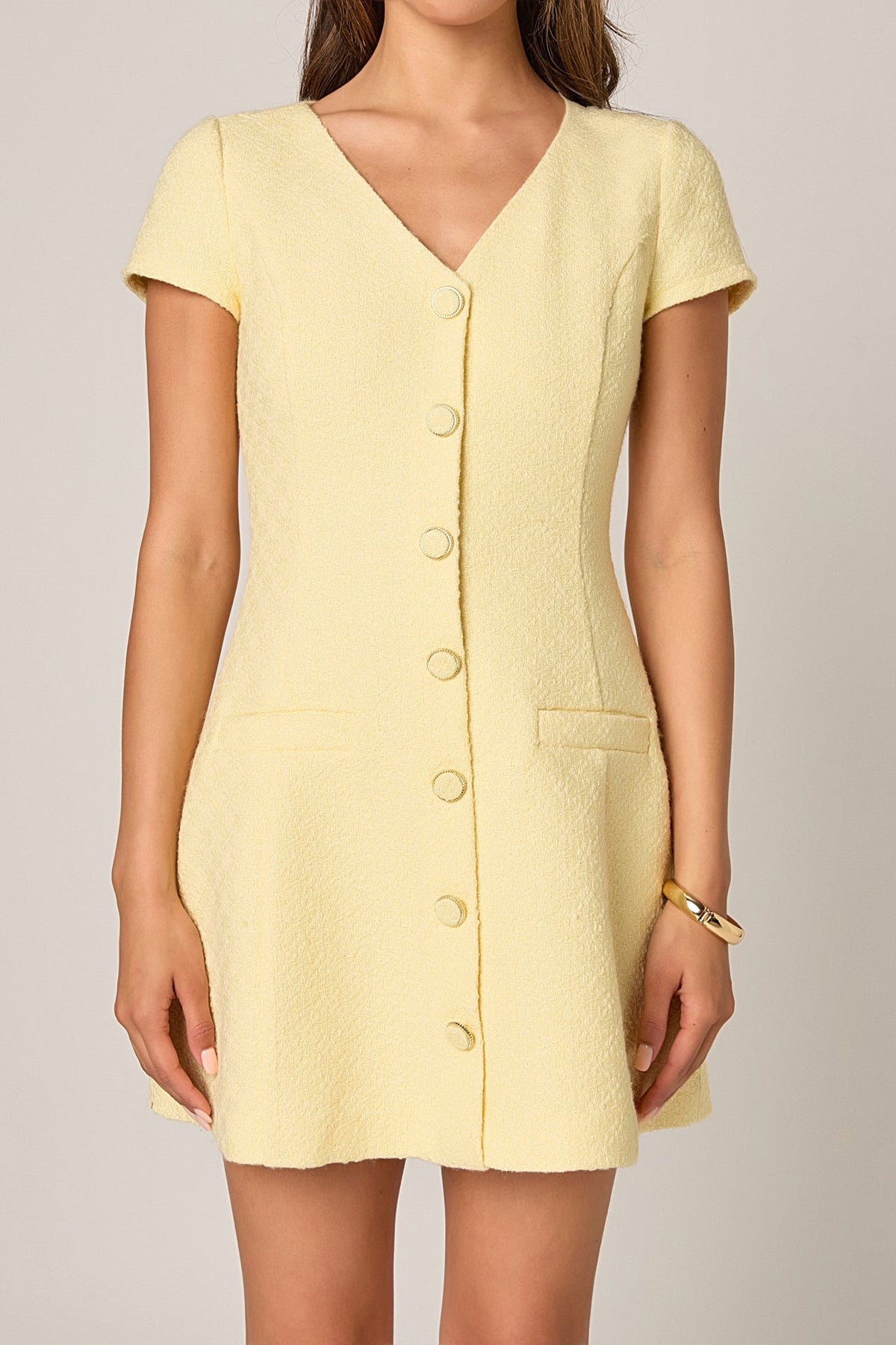 ENDLESS ROSE - Tweed A Line Mini Dress - DRESSES available at Objectrare