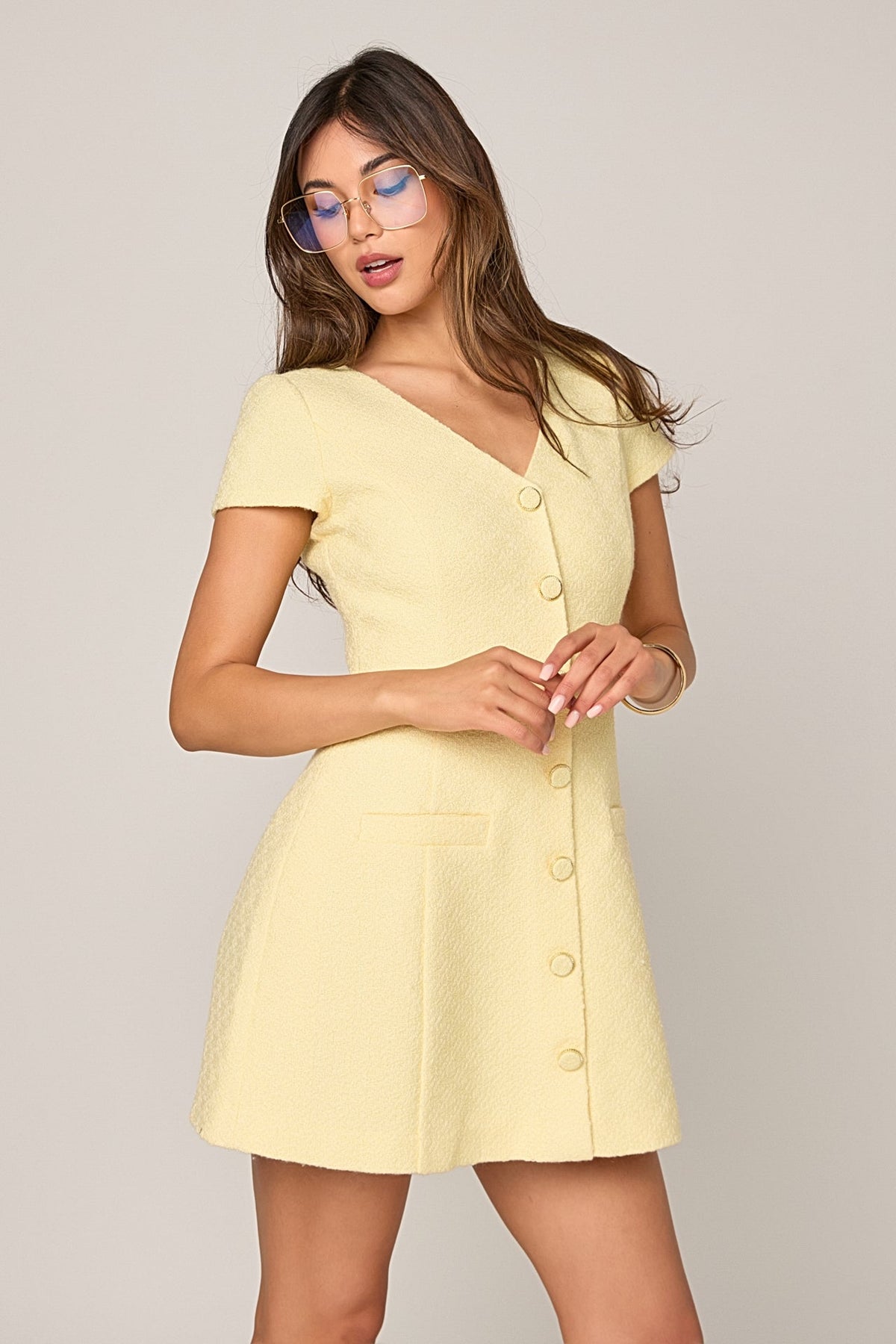 ENDLESS ROSE - Tweed A Line Mini Dress - DRESSES available at Objectrare