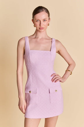 ENDLESS ROSE - Square Neck Tweed Mini Dress - DRESSES available at Objectrare