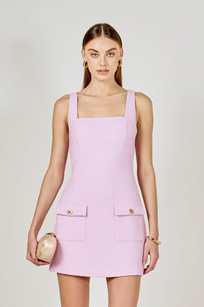 ENDLESS ROSE - Square Neck Tweed Mini Dress - DRESSES available at Objectrare