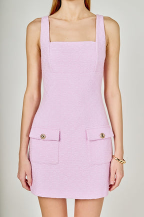 ENDLESS ROSE - Square Neck Tweed Mini Dress - DRESSES available at Objectrare