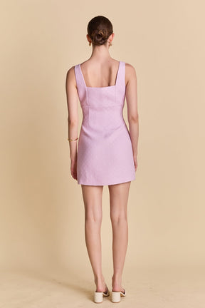 ENDLESS ROSE - Square Neck Tweed Mini Dress - DRESSES available at Objectrare