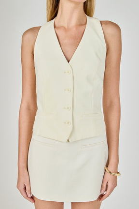 ENDLESS ROSE - Diana 4 buttoned Halter Vest - TOPS available at Objectrare