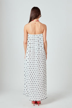 ENDLESS ROSE - Samantha Strapless Pleated Polka Dot Maxi Dress - DRESSES available at Objectrare