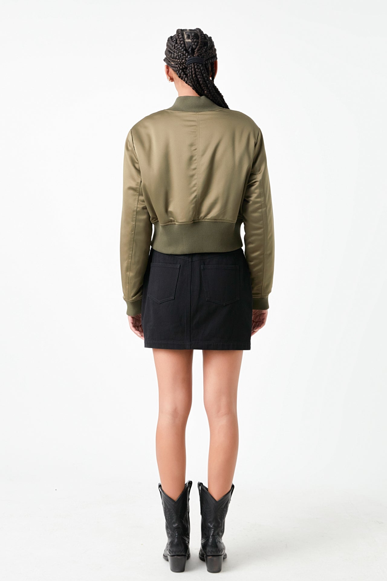 GREY LAB - Cropped Satin Effect Bomber Jacket - JACKETS available at Objectrare