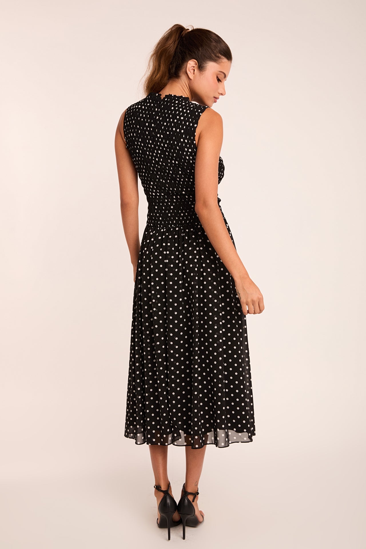 ENDLESS ROSE - Rachel Smocked Drop Waist Polka Dot Maxi Dress - DRESSES available at Objectrare