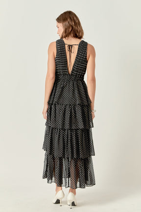 ENDLESS ROSE - Tiered Polka Dot Maxi Dress - DRESSES available at Objectrare
