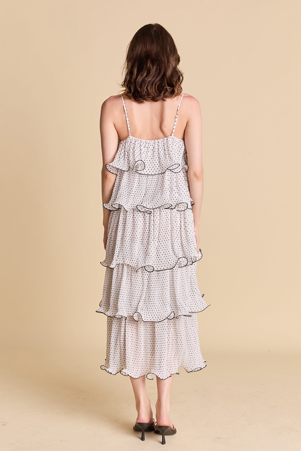 ENDLESS ROSE - Wired Polka Dot Tiered Midi Dress - DRESSES available at Objectrare