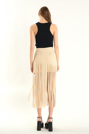 ENDLESS ROSE - Knit Fringe Skirt - SKIRTS available at Objectrare