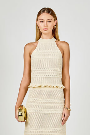 ENDLESS ROSE - Knit Pointelle Racerback Top - TOPS available at Objectrare