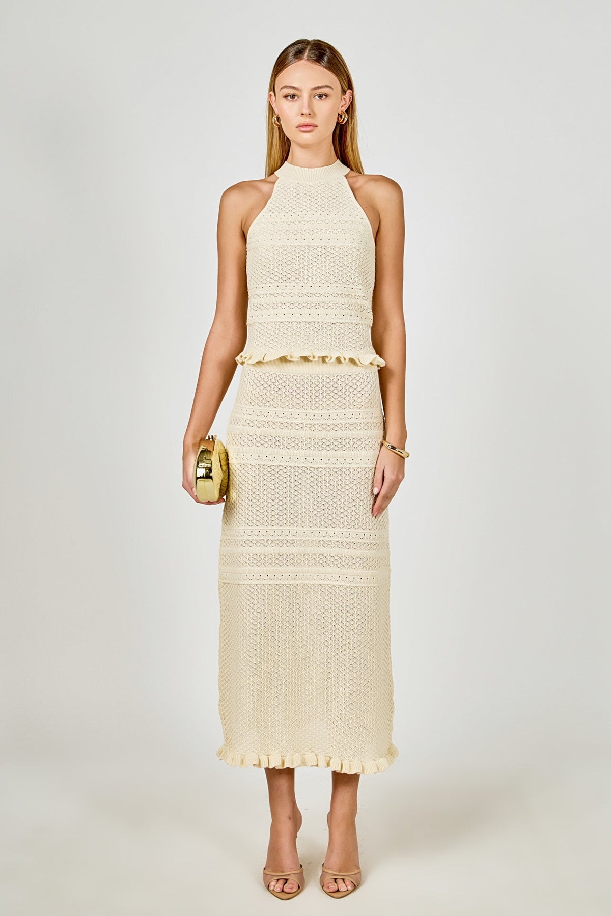 ENDLESS ROSE - Knit Pointelle Racerback Top - TOPS available at Objectrare