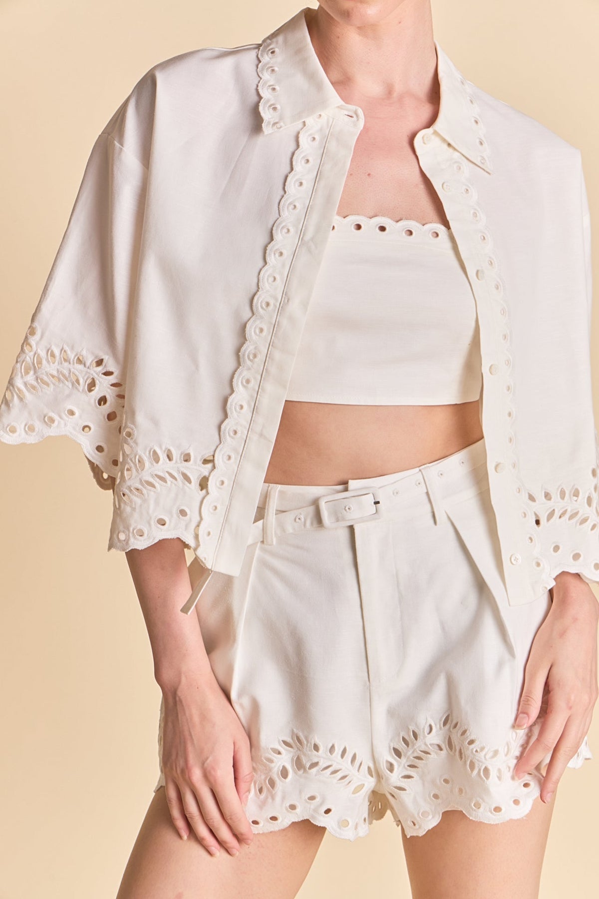 ENDLESS ROSE - Embroidered Shirt and Strapless Top Set - SHIRTS & BLOUSES available at Objectrare