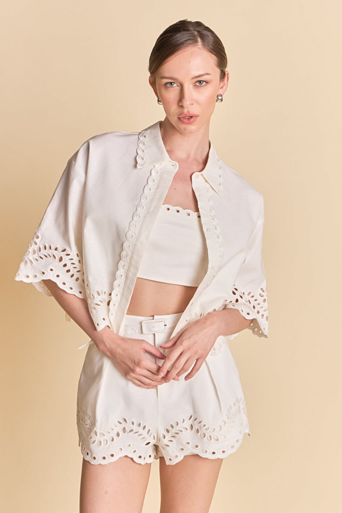 ENDLESS ROSE - Embroidered Shirt and Strapless Top Set - SHIRTS & BLOUSES available at Objectrare