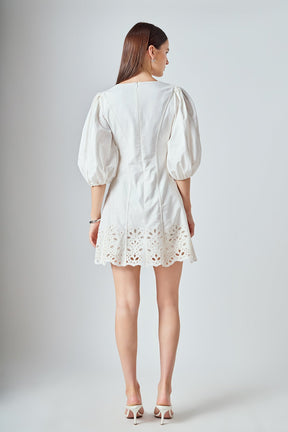 ENDLESS ROSE - Embroidered Half Sleeve Mini Dress - DRESSES available at Objectrare