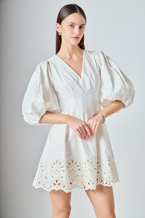 ENDLESS ROSE - Embroidered Half Sleeve Mini Dress - DRESSES available at Objectrare