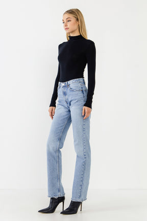 ENDLESS ROSE - Turtle Neck Long Sleeve Knit Top - TOPS available at Objectrare