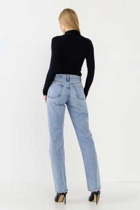 ENDLESS ROSE - Turtle Neck Long Sleeve Knit Top - TOPS available at Objectrare