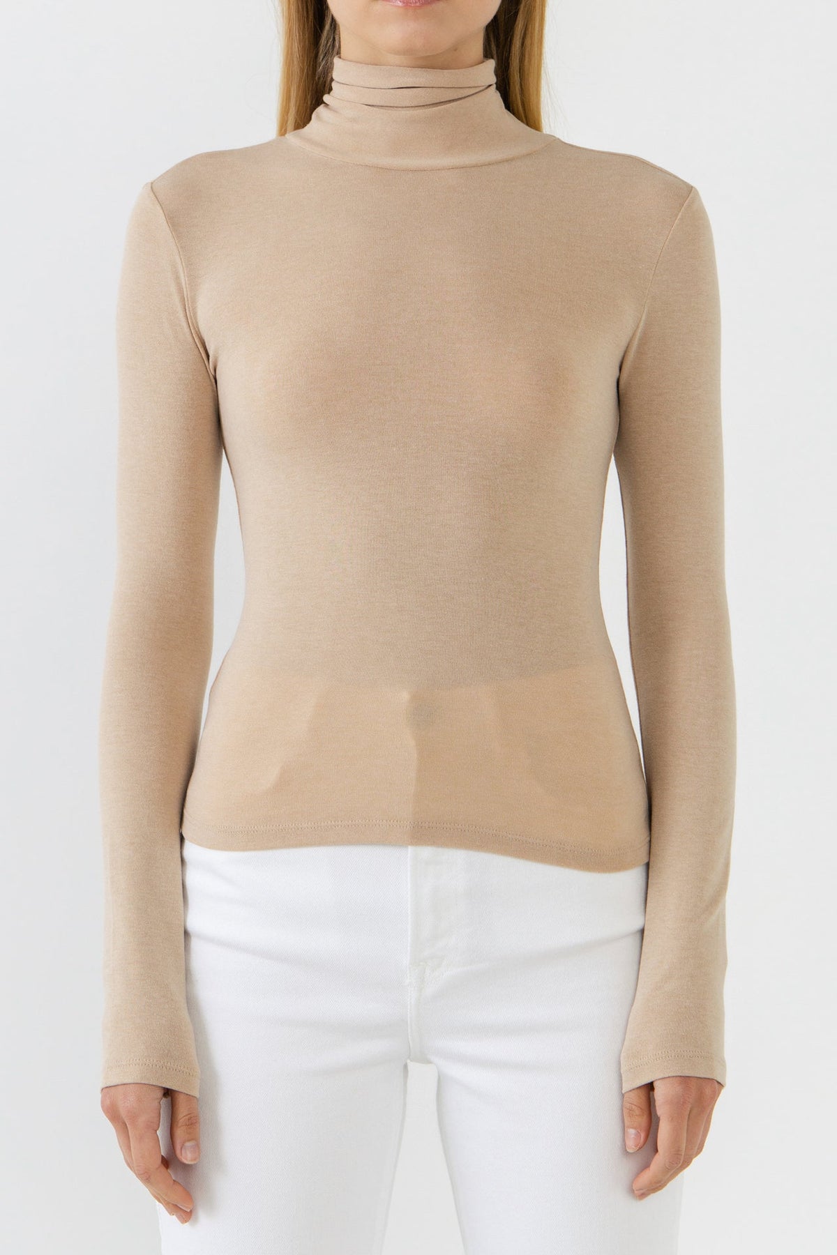 ENDLESS ROSE - Turtle Neck Long Sleeve Knit Top - TOPS available at Objectrare