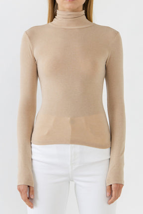 ENDLESS ROSE - Turtle Neck Long Sleeve Knit Top - TOPS available at Objectrare