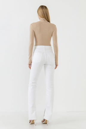 ENDLESS ROSE - Turtle Neck Long Sleeve Knit Top - TOPS available at Objectrare