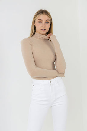 ENDLESS ROSE - Turtle Neck Long Sleeve Knit Top - TOPS available at Objectrare