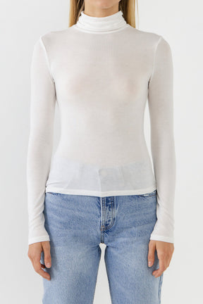 ENDLESS ROSE - Turtle Neck Long Sleeve Knit Top - TOPS available at Objectrare