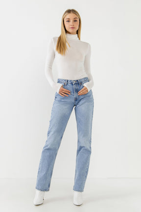 ENDLESS ROSE - Turtle Neck Long Sleeve Knit Top - TOPS available at Objectrare