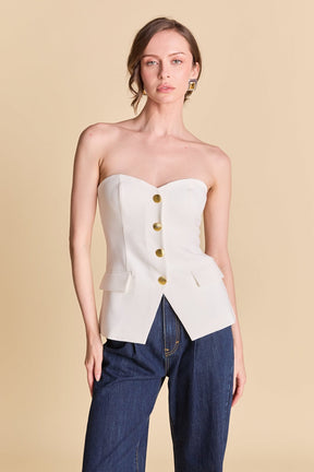 ENDLESS ROSE - Strapless Buttoned Top - TOPS available at Objectrare
