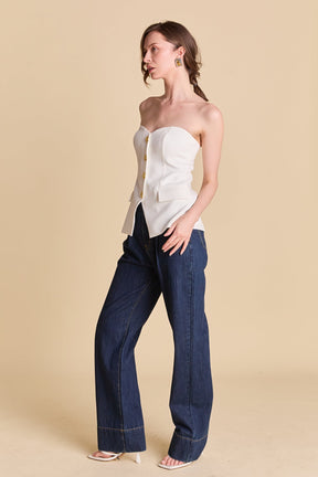 Strapless Buttoned Top