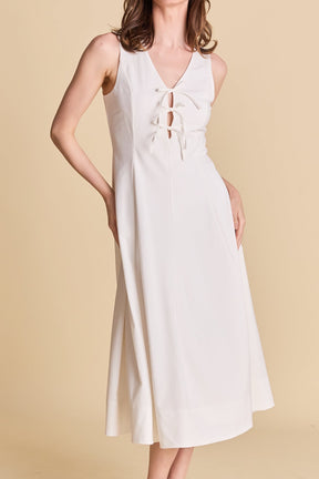 ENDLESS ROSE - Front Bow Tie Midi Dress - DRESSES available at Objectrare