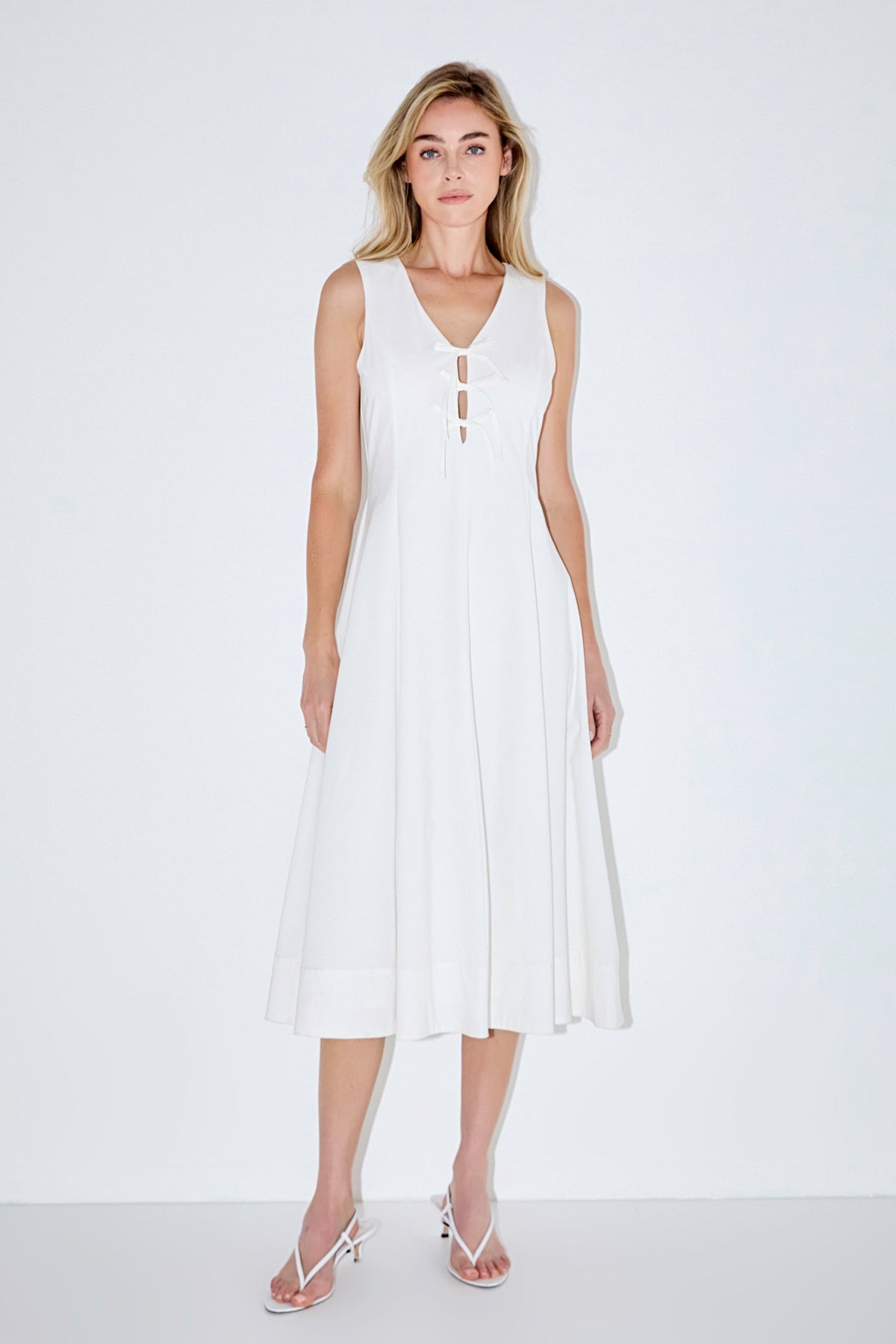 Front Bow Tie Midi Dress