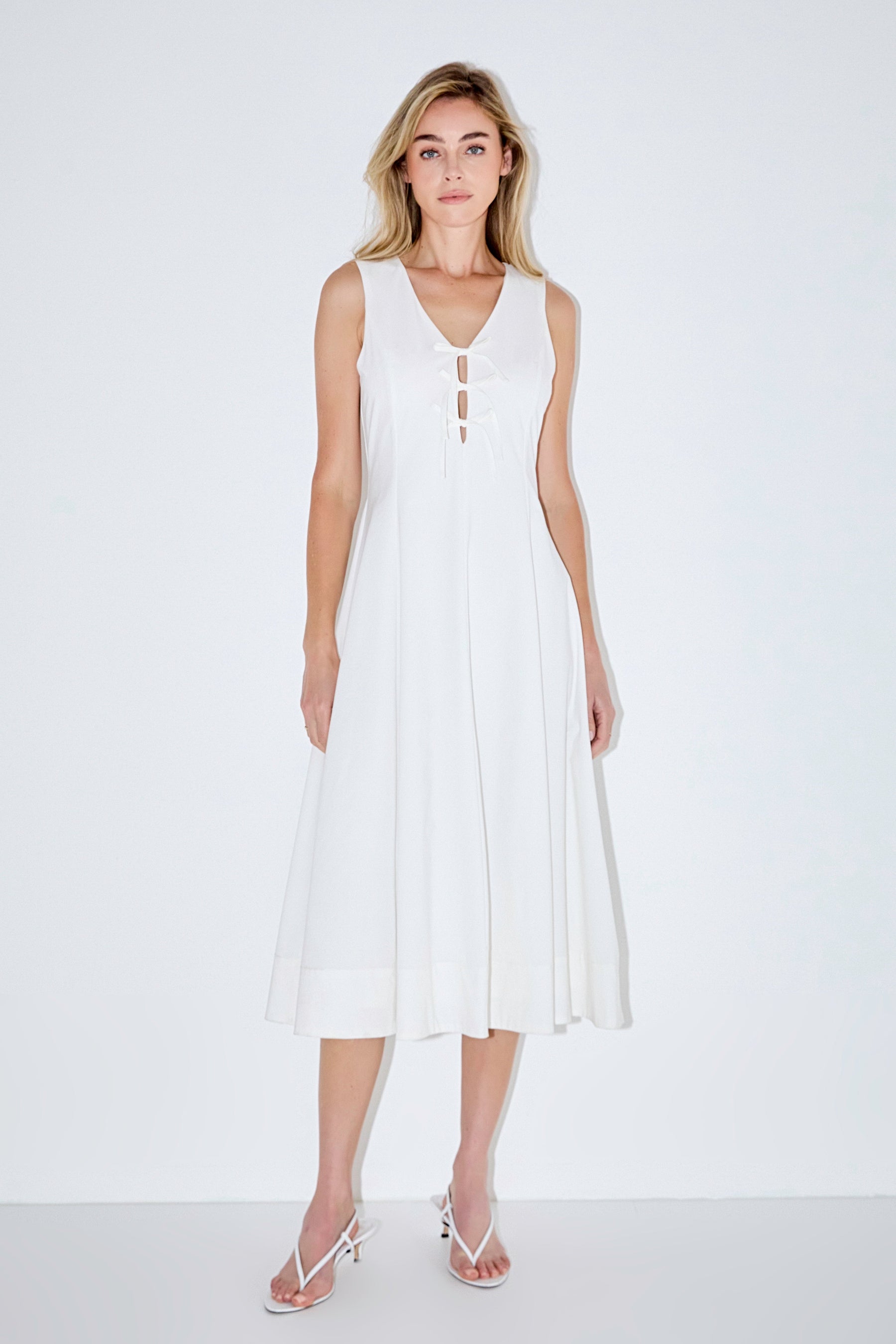 ENDLESS ROSE - Front Bow Tie Midi Dress - DRESSES available at Objectrare
