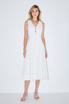 ENDLESS ROSE - Front Bow Tie Midi Dress - DRESSES available at Objectrare