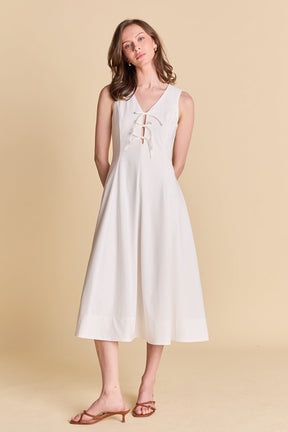 ENDLESS ROSE - Front Bow Tie Midi Dress - DRESSES available at Objectrare