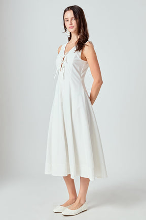 ENDLESS ROSE - Front Bow Tie Midi Dress - DRESSES available at Objectrare