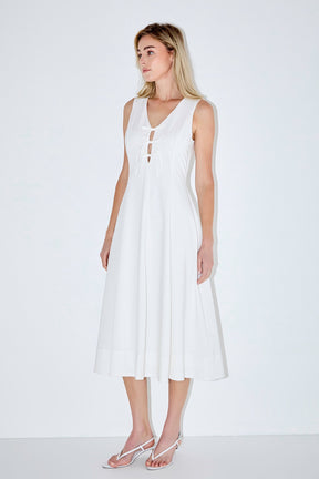 ENDLESS ROSE - Front Bow Tie Midi Dress - DRESSES available at Objectrare