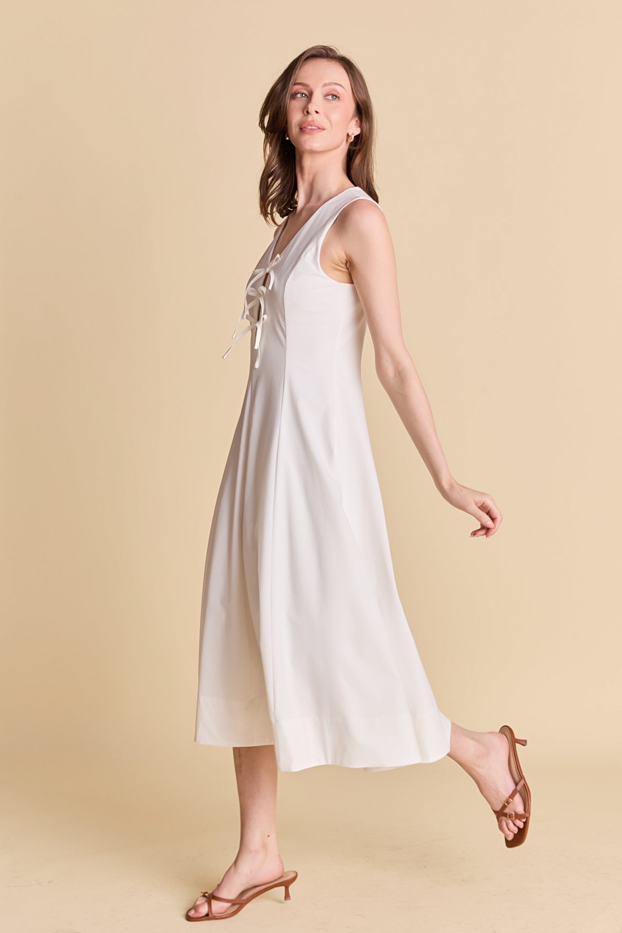 ENDLESS ROSE - Front Bow Tie Midi Dress - DRESSES available at Objectrare