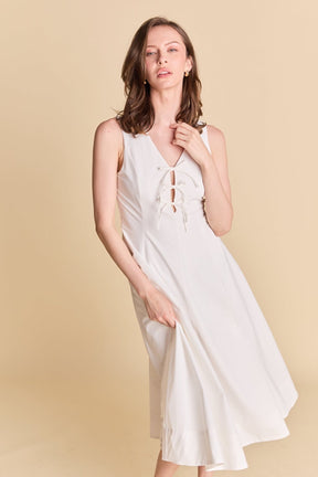 ENDLESS ROSE - Front Bow Tie Midi Dress - DRESSES available at Objectrare