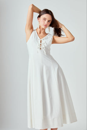 ENDLESS ROSE - Front Bow Tie Midi Dress - DRESSES available at Objectrare