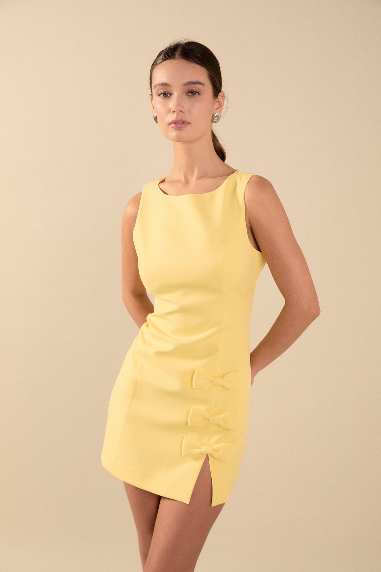 ENDLESS ROSE - Bow Slit Mini Dress - DRESSES available at Objectrare