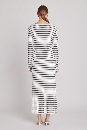 ENDLESS ROSE - Knit Striped Maxi Skirt - SKIRTS available at Objectrare