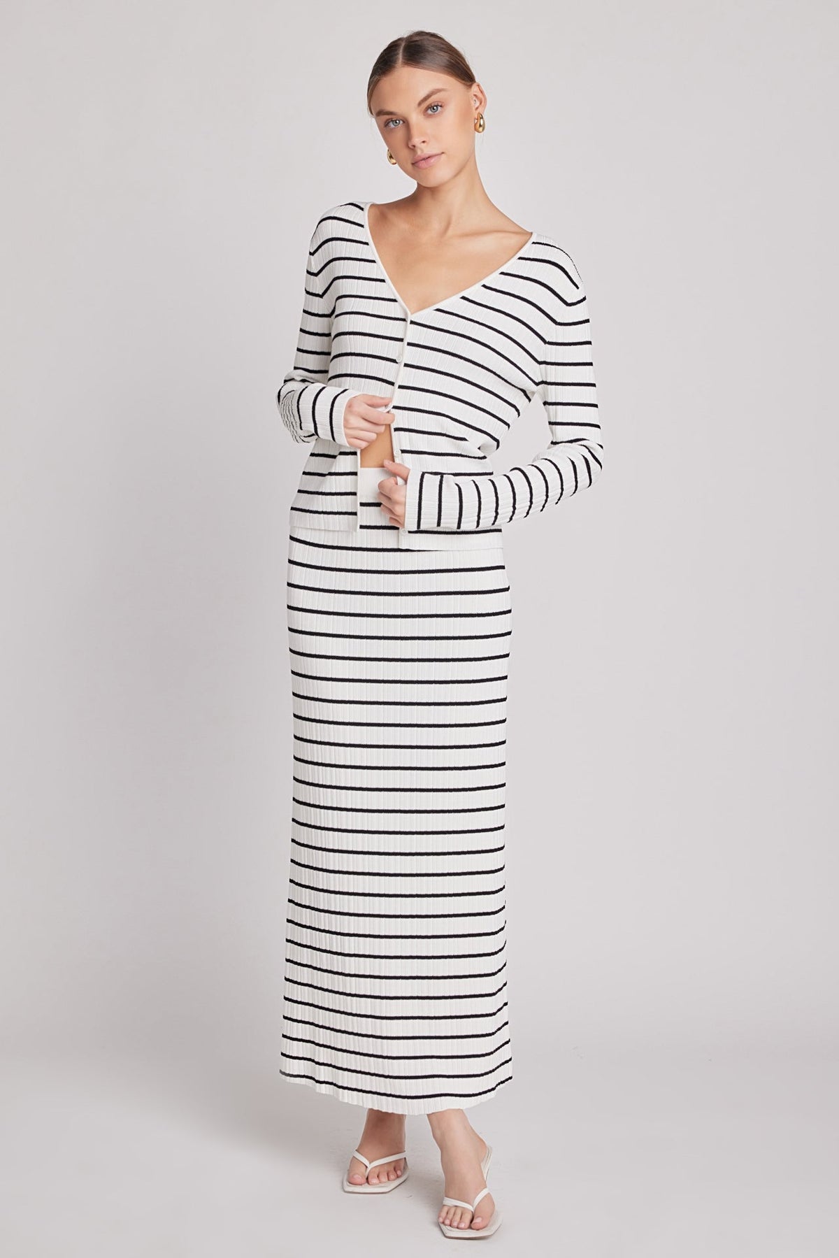 ENDLESS ROSE - Knit Striped Maxi Skirt - SKIRTS available at Objectrare