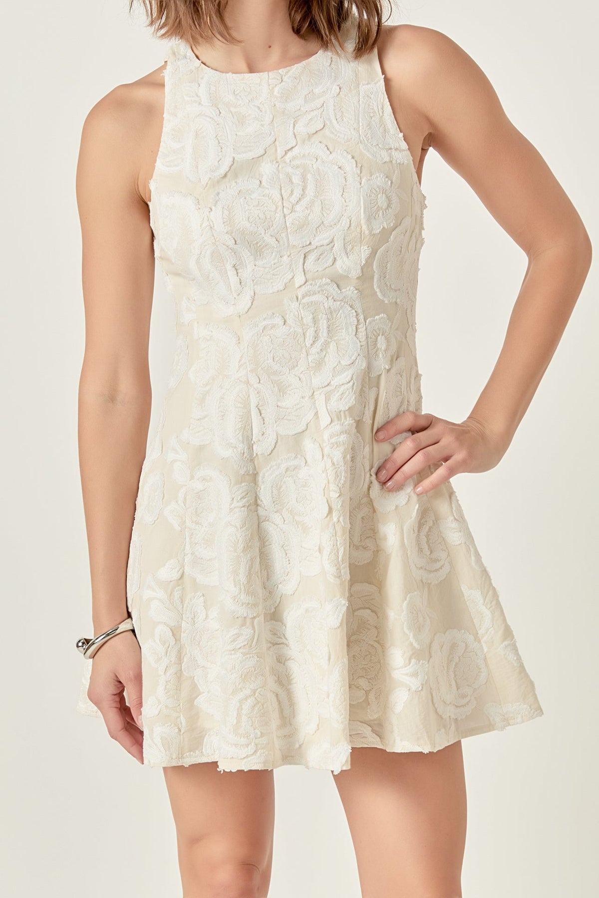 Floral Embroidered Mini Dress
