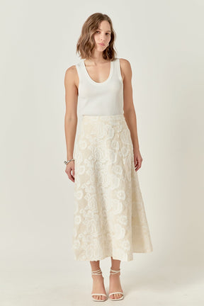 ENDLESS ROSE - Denali Floral Embroidered Maxi Skirt - SKIRTS available at Objectrare
